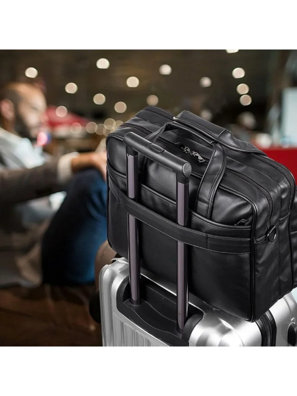 Stylish Leather Laptop Messenger Bag for Men - 15.6